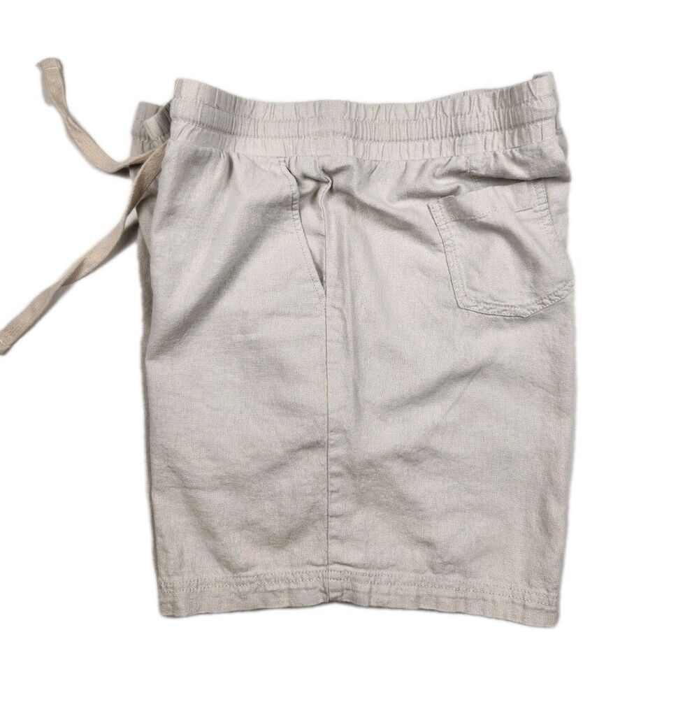 Weatherproof Vintage Linen Blend Shorts Mens XXL Cream Slash Pocket Drawstring
